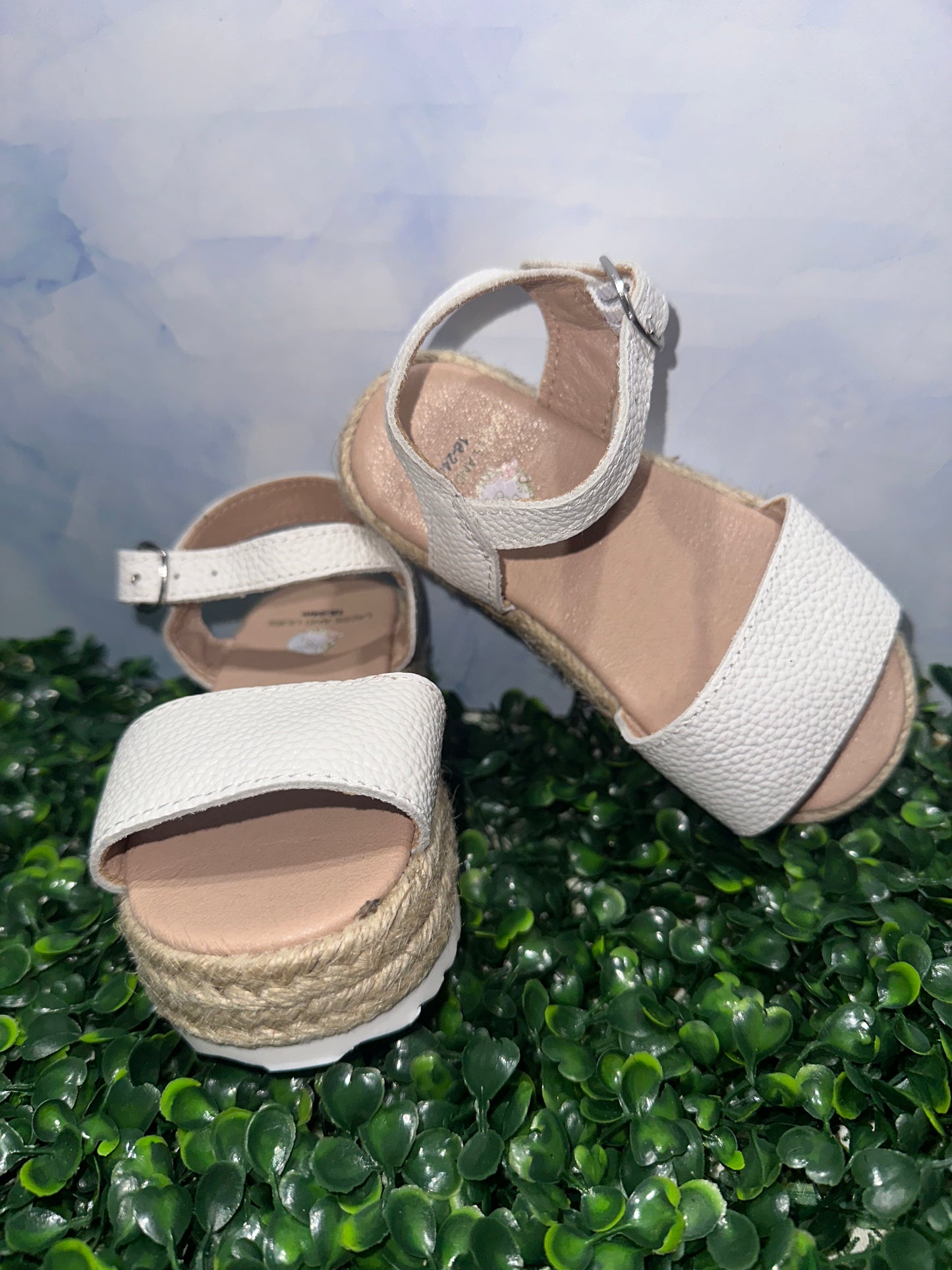 Olivia Wedge Sandals White