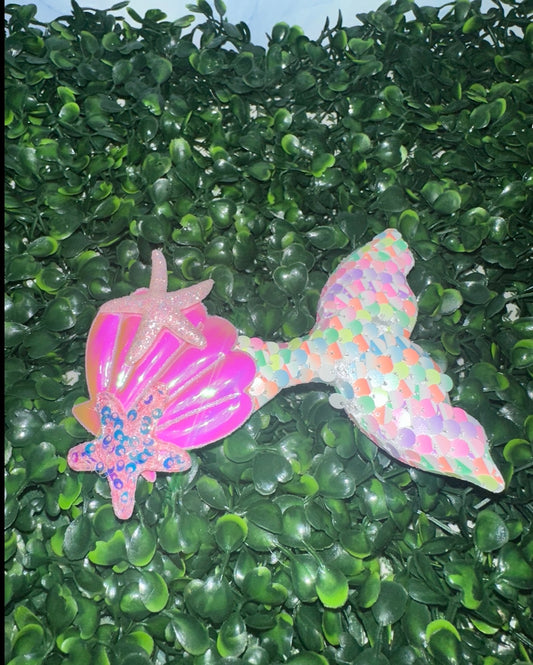 Mermaid Tail Hair Clip Pink Iridescent